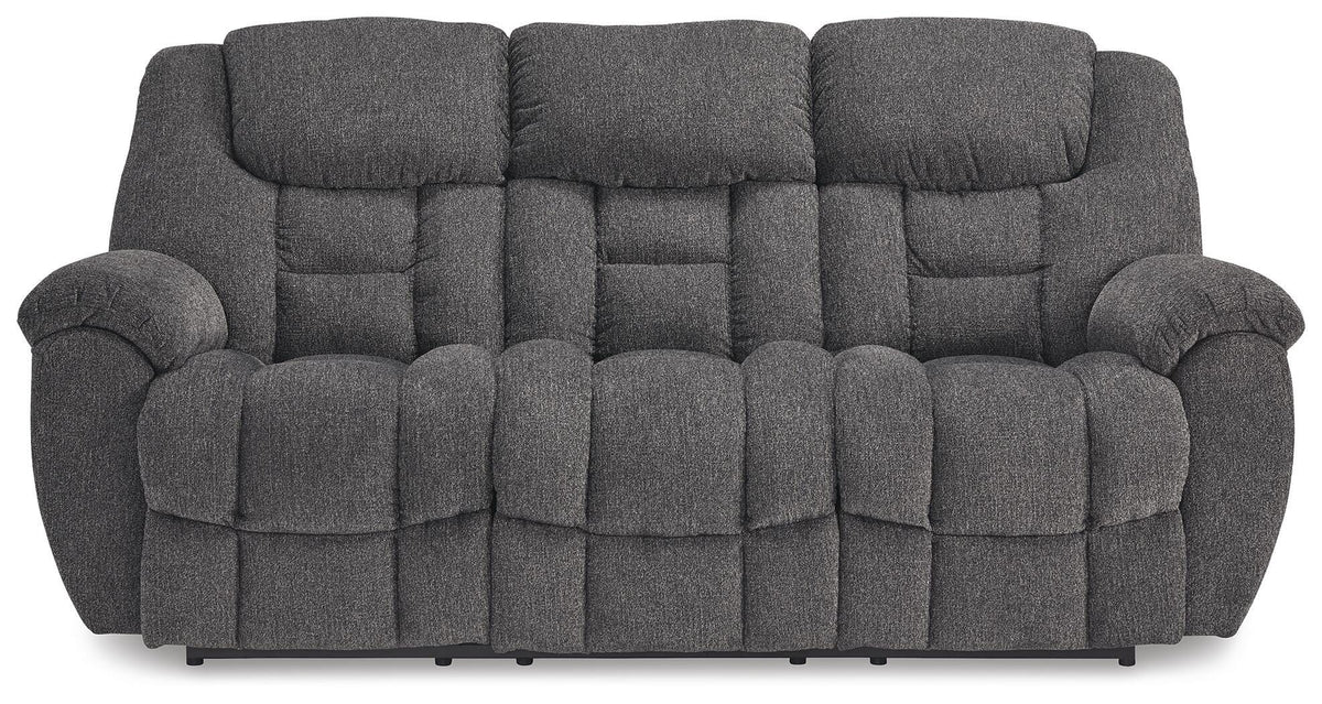 Foreside Reclining Sofa in Charcoal, front view