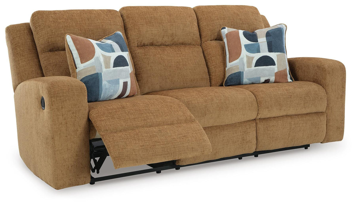 Kanlow Reclining Sofa in Honey, open view