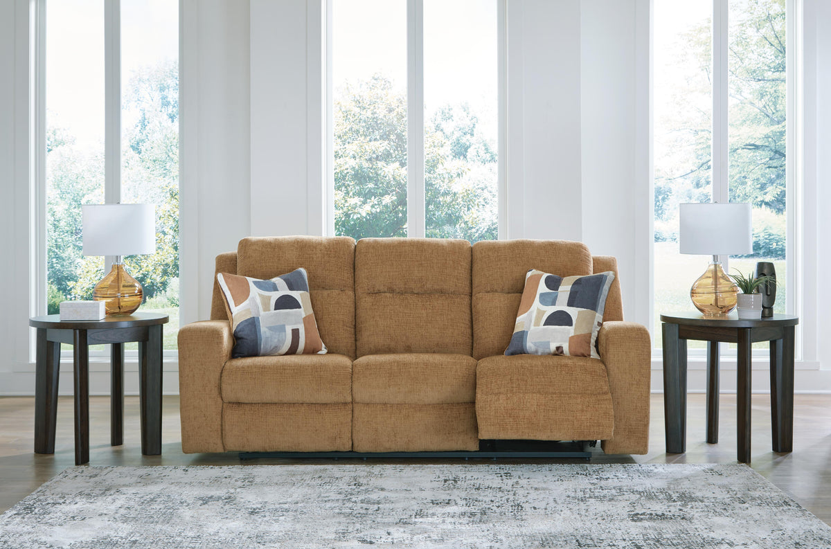 Kanlow Reclining Sofa in Honey, open view