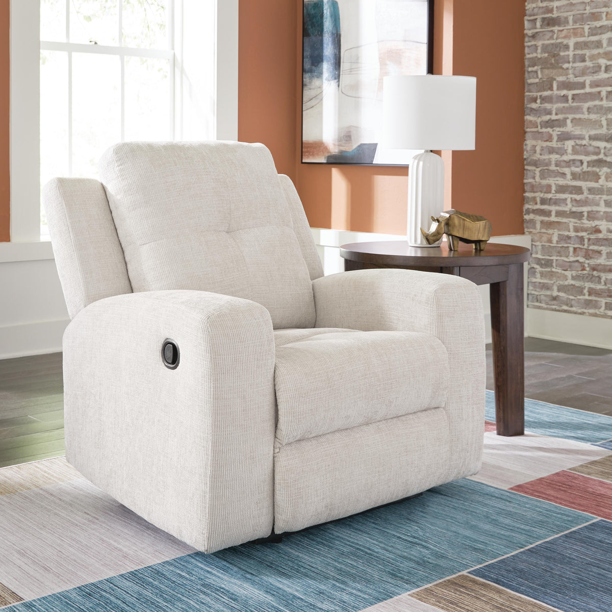 Danum Recliner in Stone, closed view
