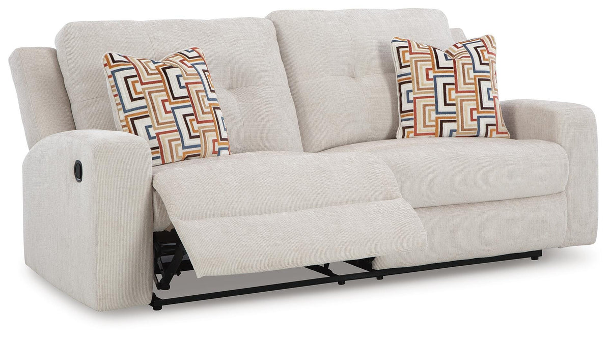 Danum Reclining Sofa in Stone, open view
