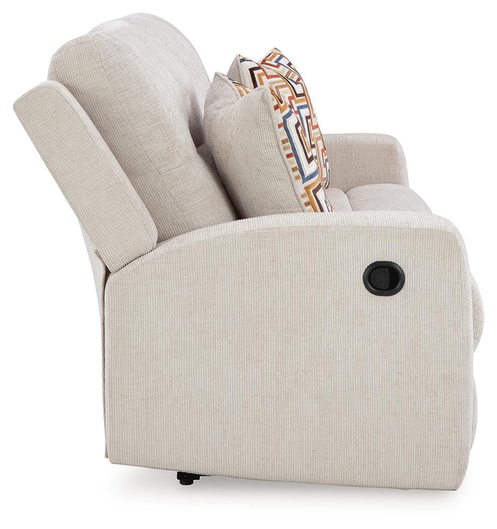 Danum Reclining Sofa in Stone, side view