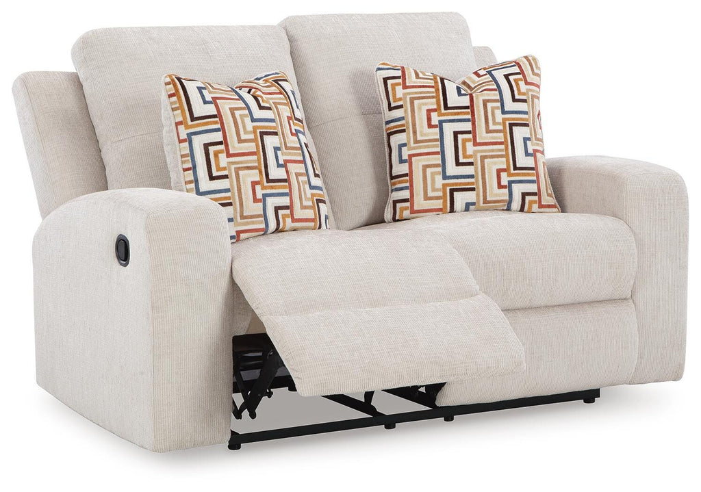 Danum Reclining Loveseat in Stone, open view