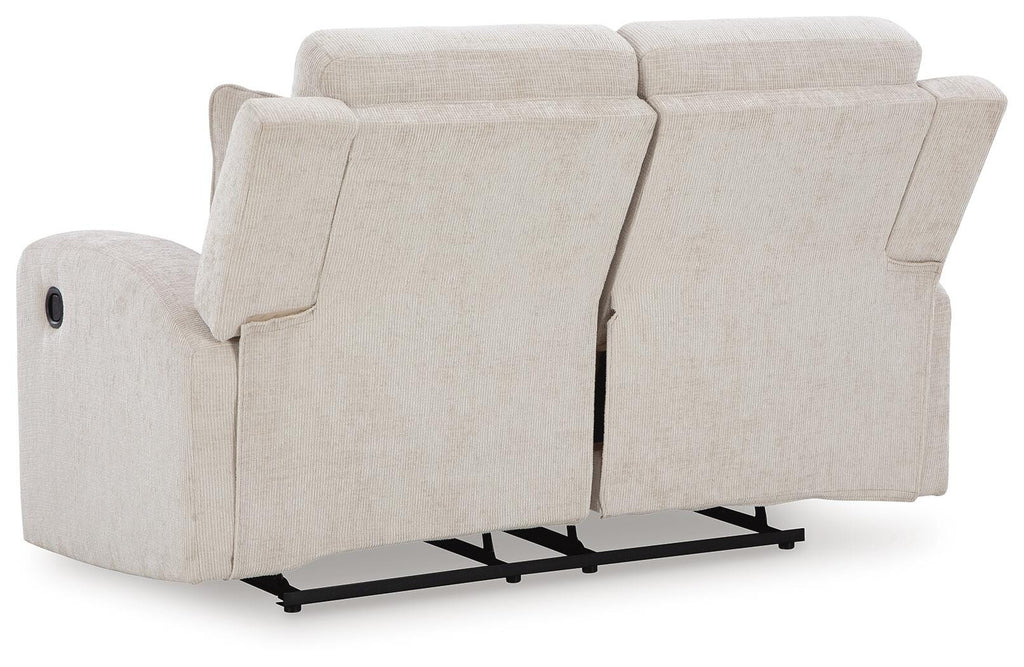 Danum Reclining Loveseat in Stone, back view