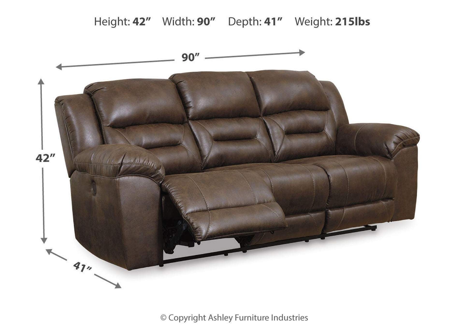 Stoneland Reclining Sofa dimensions