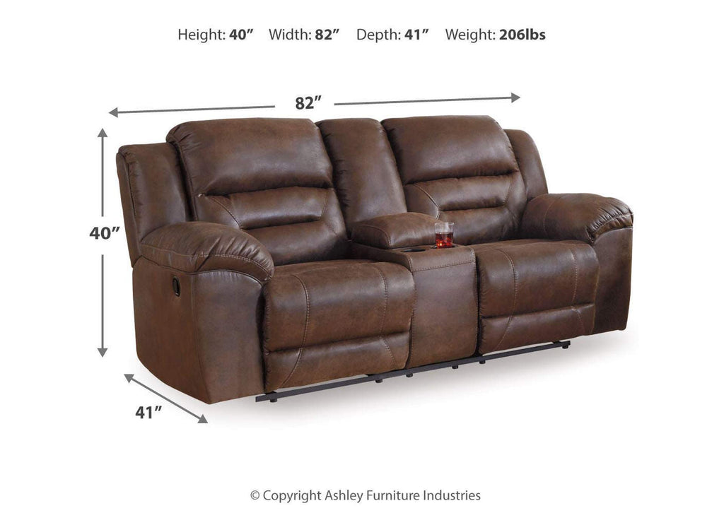Stoneland Reclining Loveseat with Console dimensions