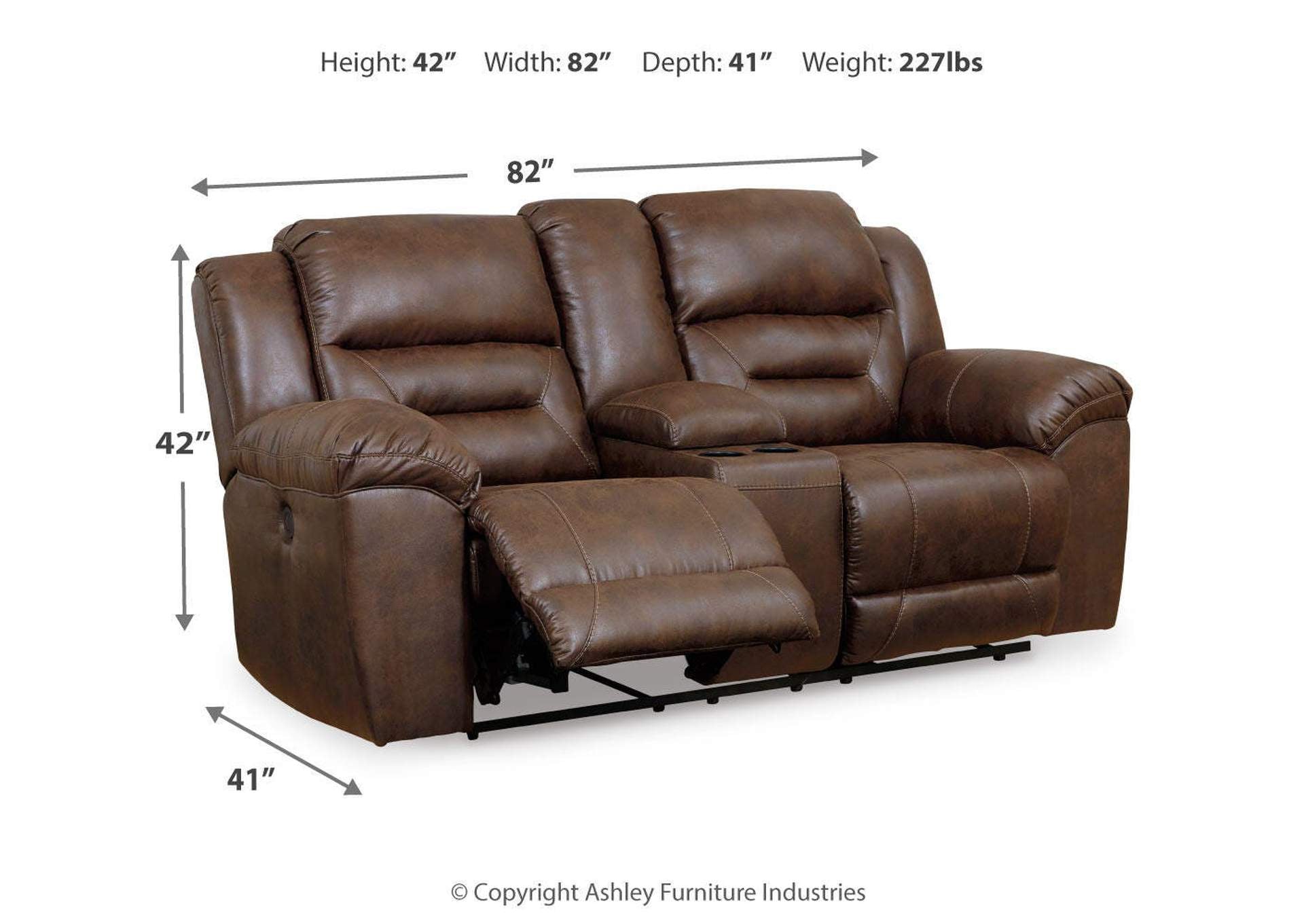 Stoneland Power Reclining Loveseat with Console dimensions