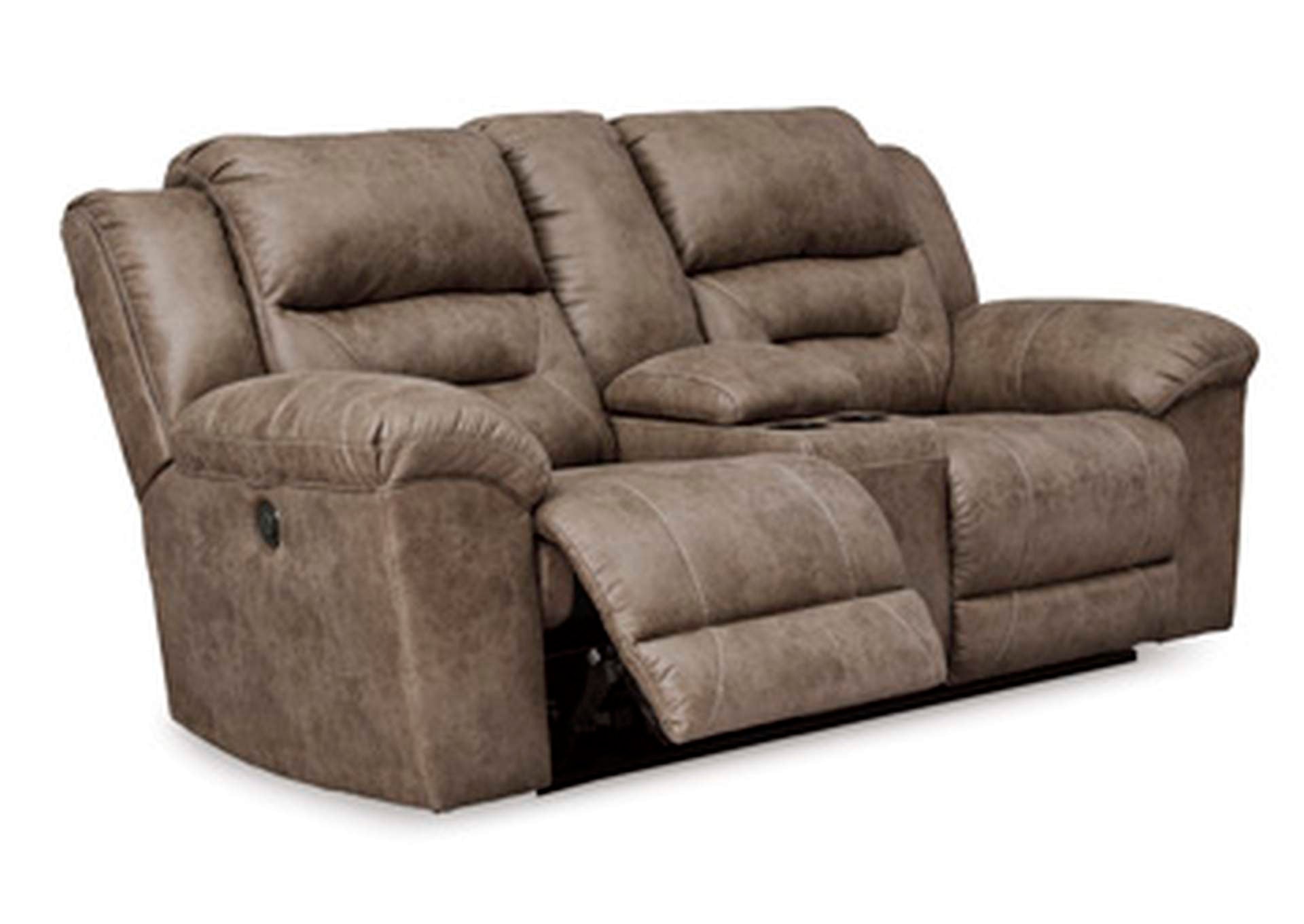 Stoneland Power Reclining Loveseat with Console angled view