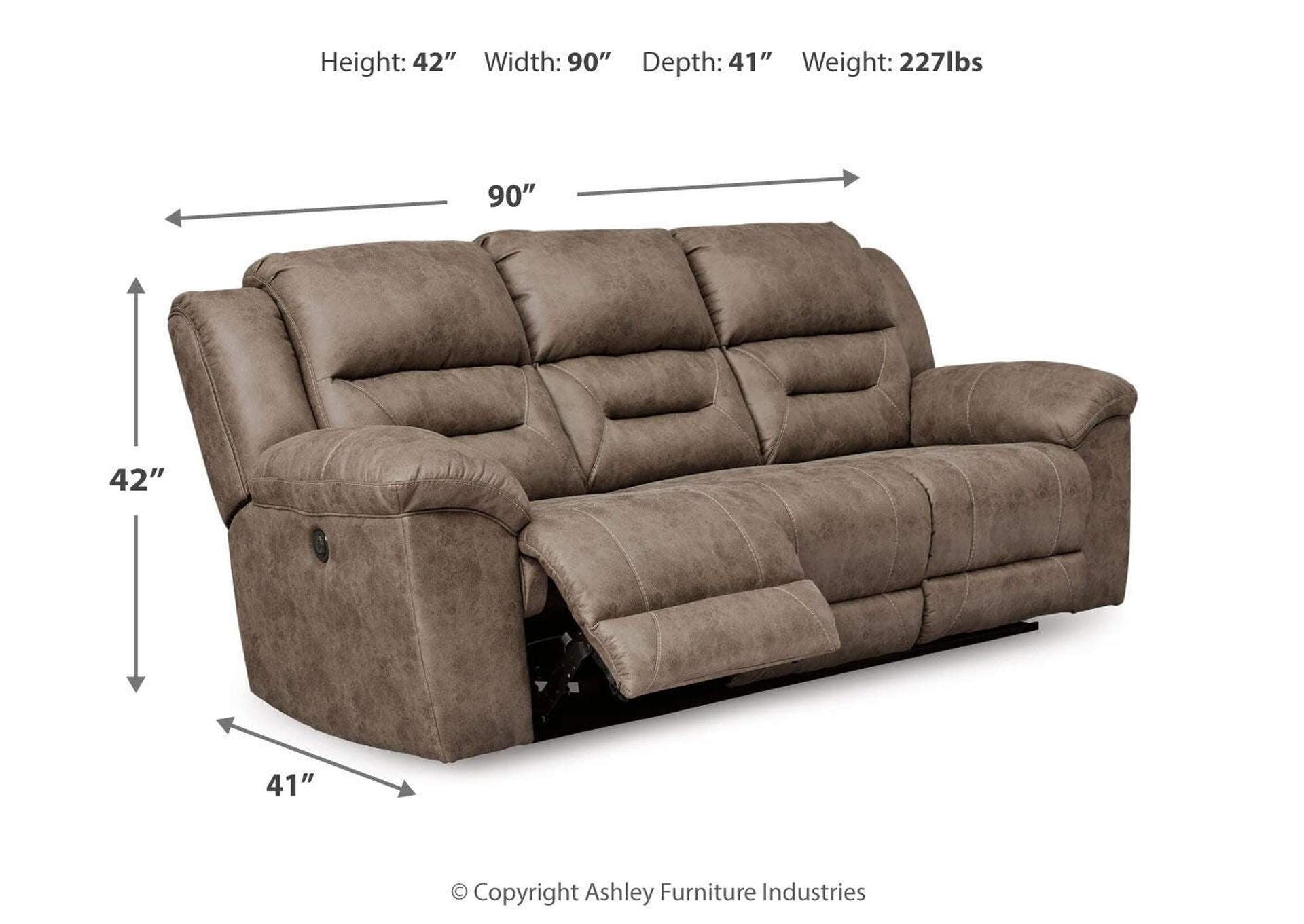 Stoneland Power Reclining Sofa, Loveseat and Recliner Set dimensions