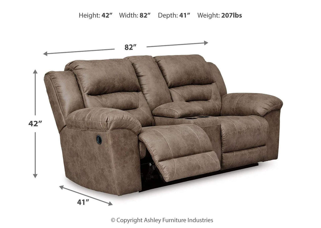 Stoneland Reclining Loveseat with Console dimensions