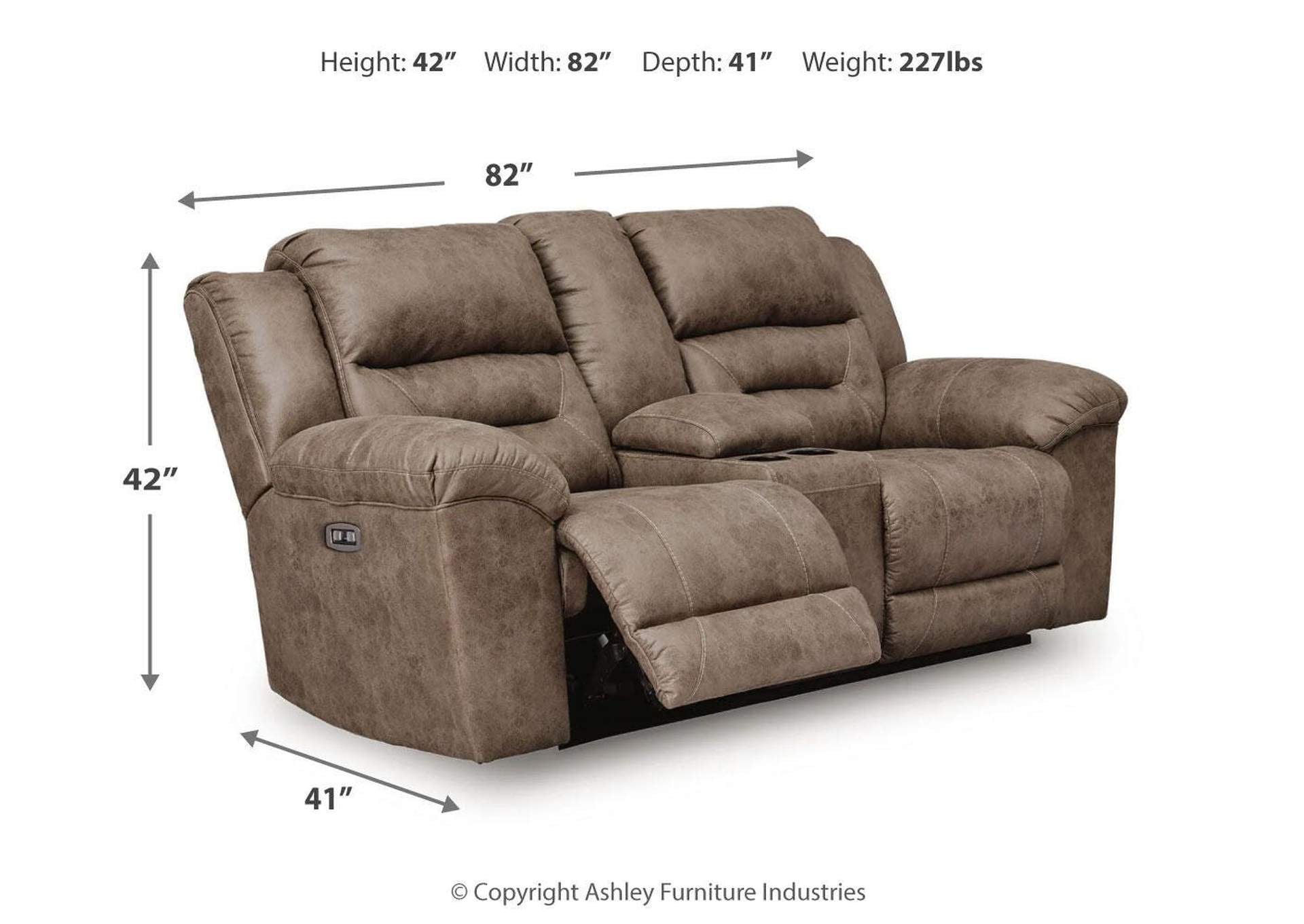 Stoneland Power Reclining Sofa, Loveseat and Recliner Set dimensions