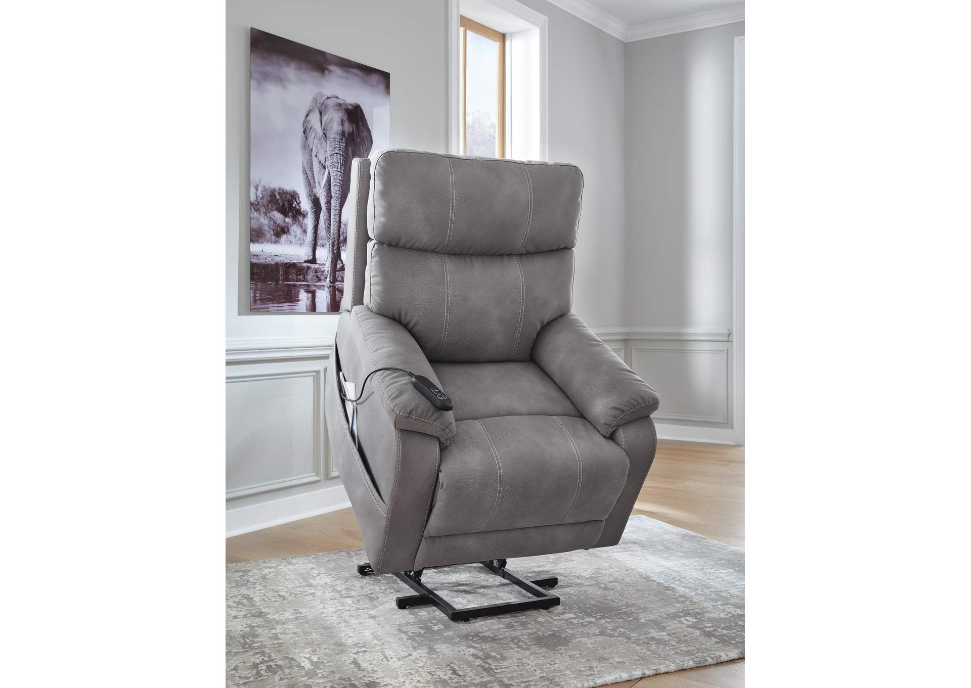 Next-Gen Durapella Power Lift Recliner angled view