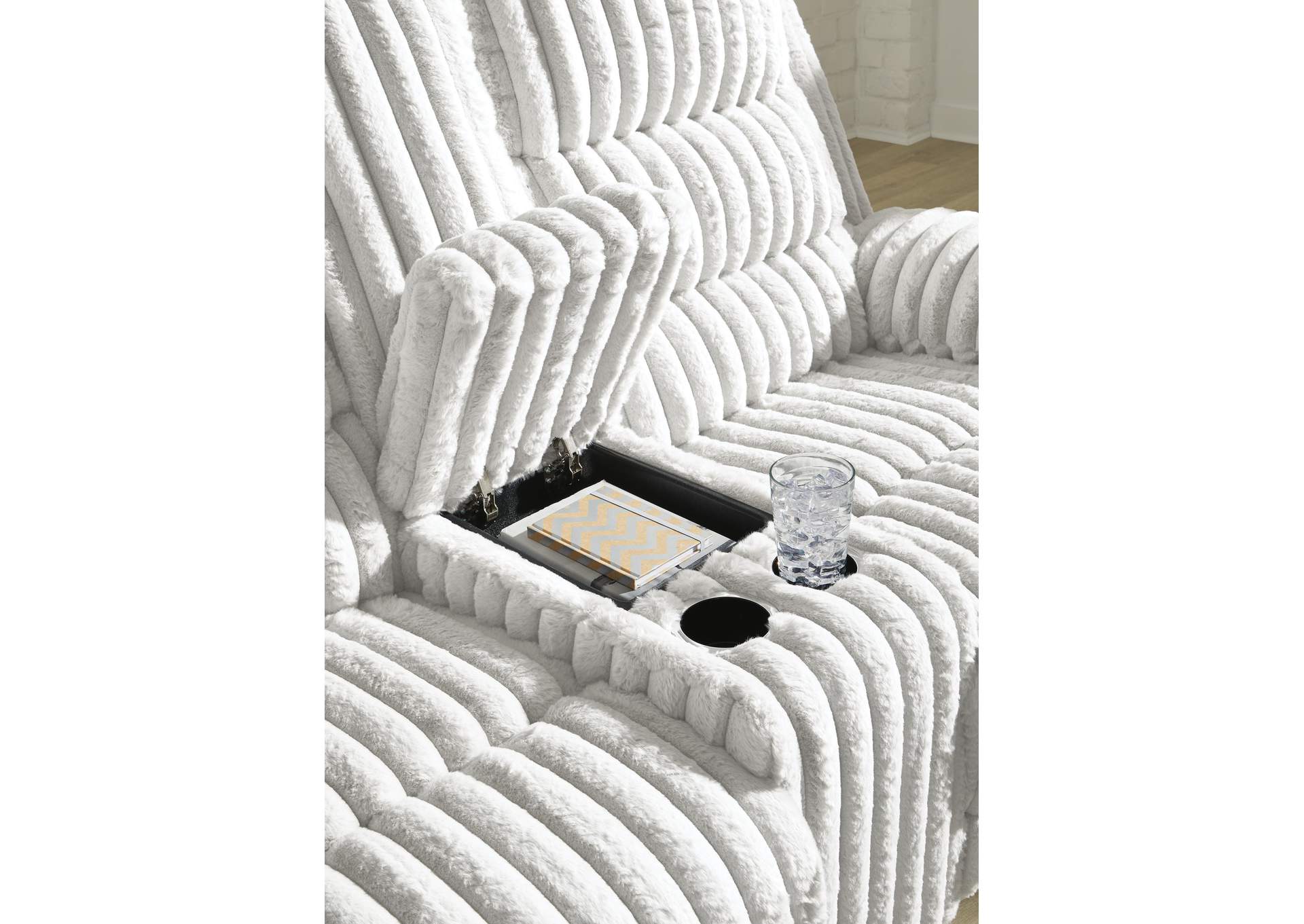 Rhines Falls Power Reclining Loveseat with Console detail