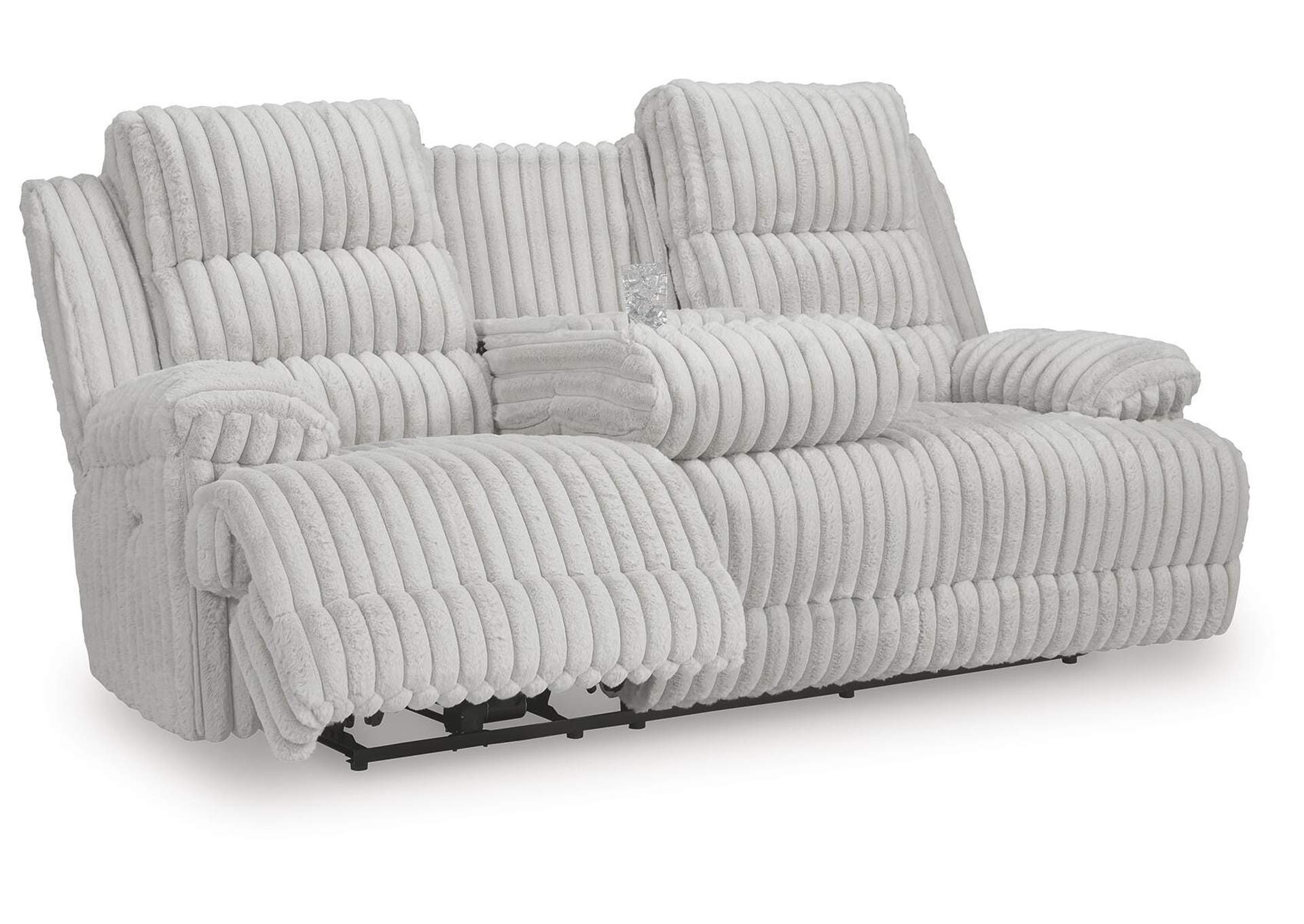 Rhines Falls Power Reclining Sofa with Drop Down Table angled view