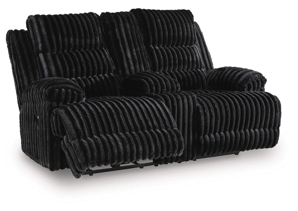 Rhine Falls Power Reclining Loveseat with Console angled view