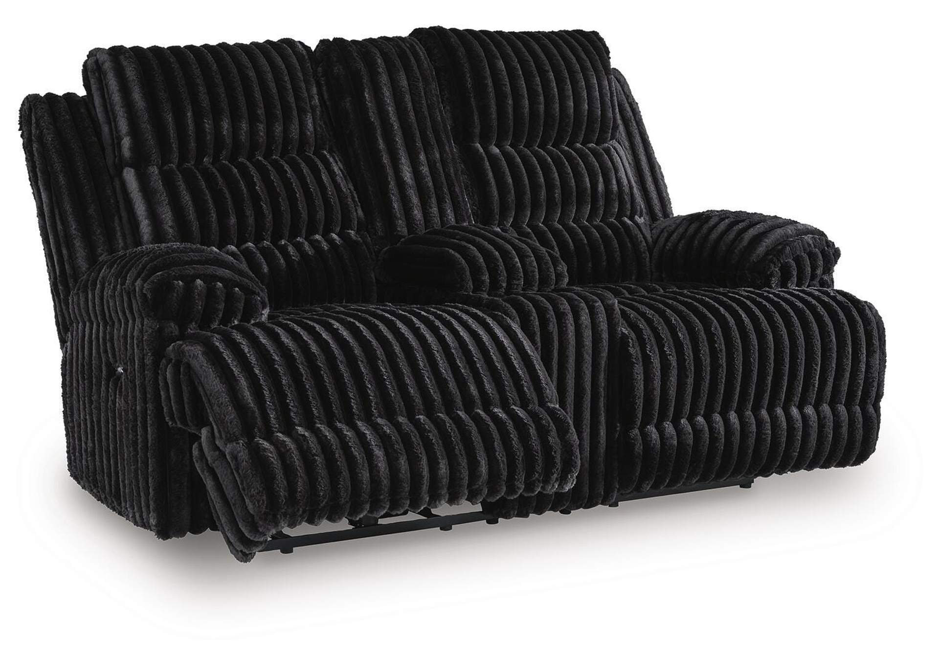 Rhine Falls Power Reclining Loveseat with Console angled view