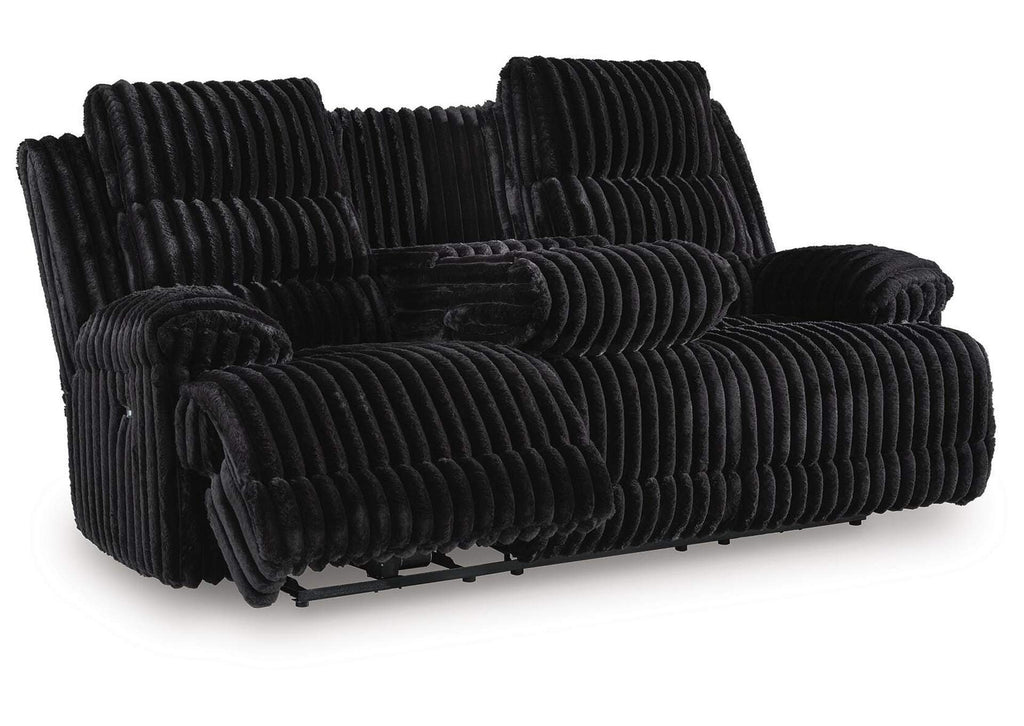 Rhine Falls Power Reclining Sofa with Drop Down Table angled view