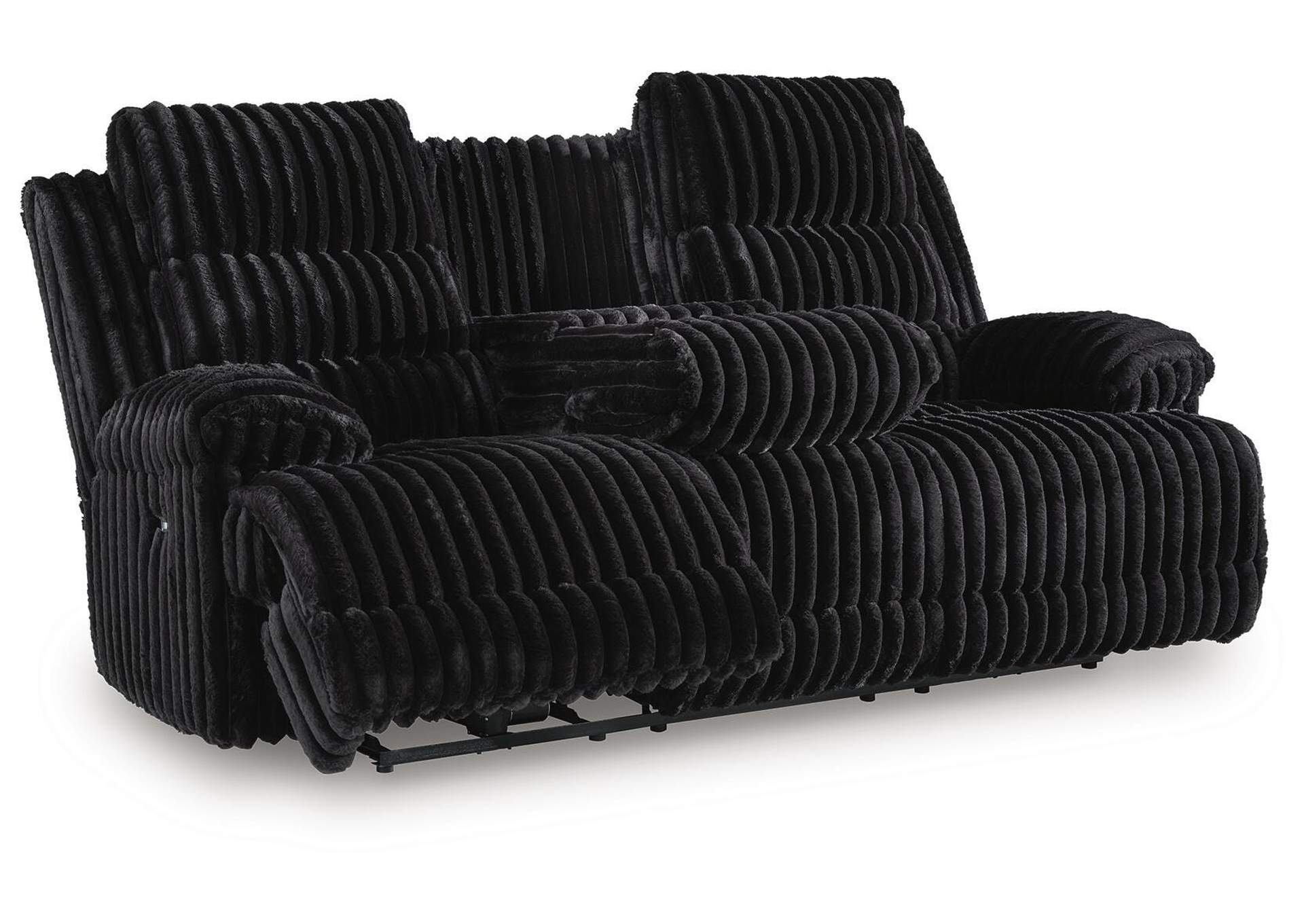 Rhine Falls Power Reclining Sofa with Drop Down Table angled view
