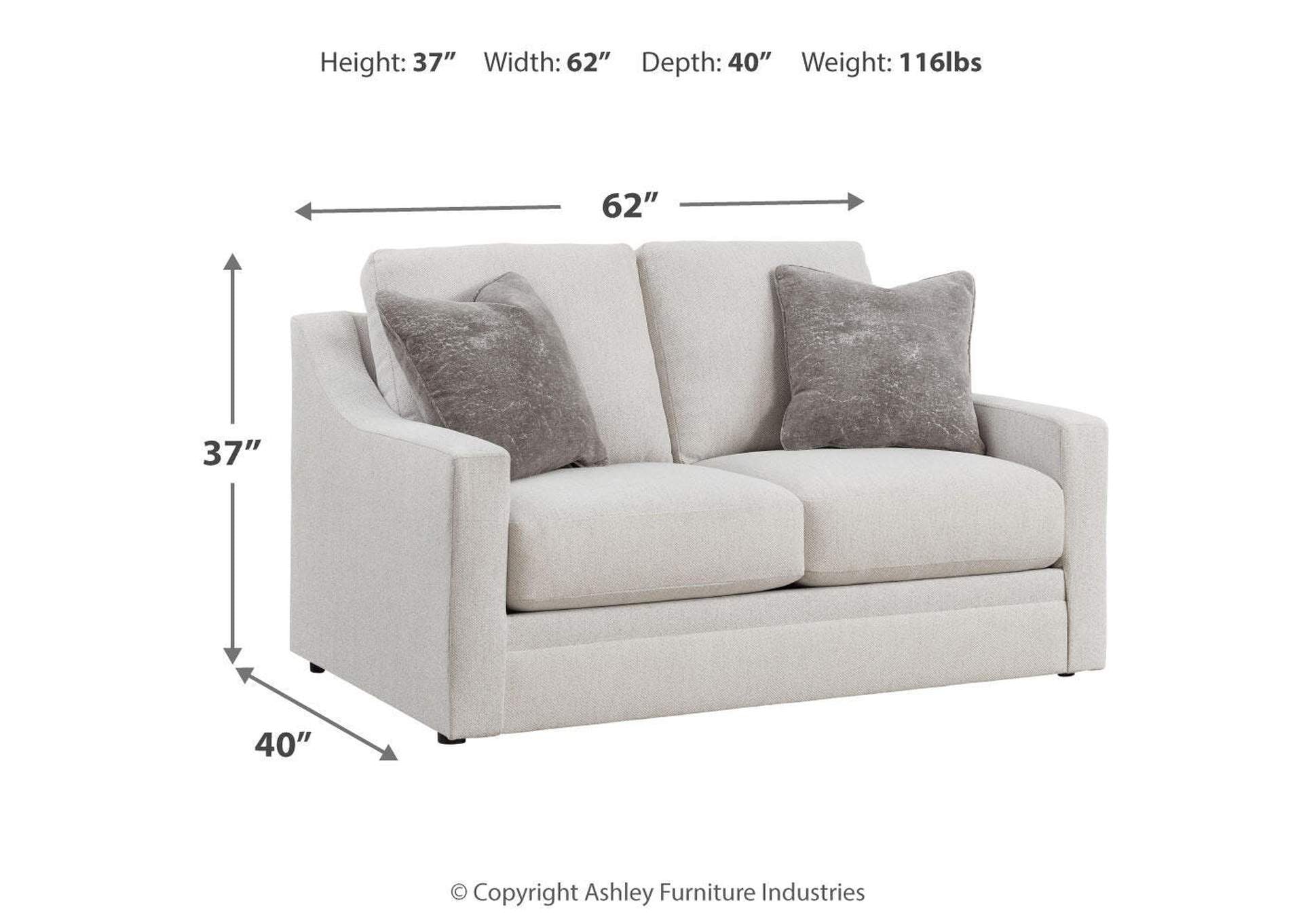 Maitelynn Sofa, Loveseat, Chair and Ottoman dimensions