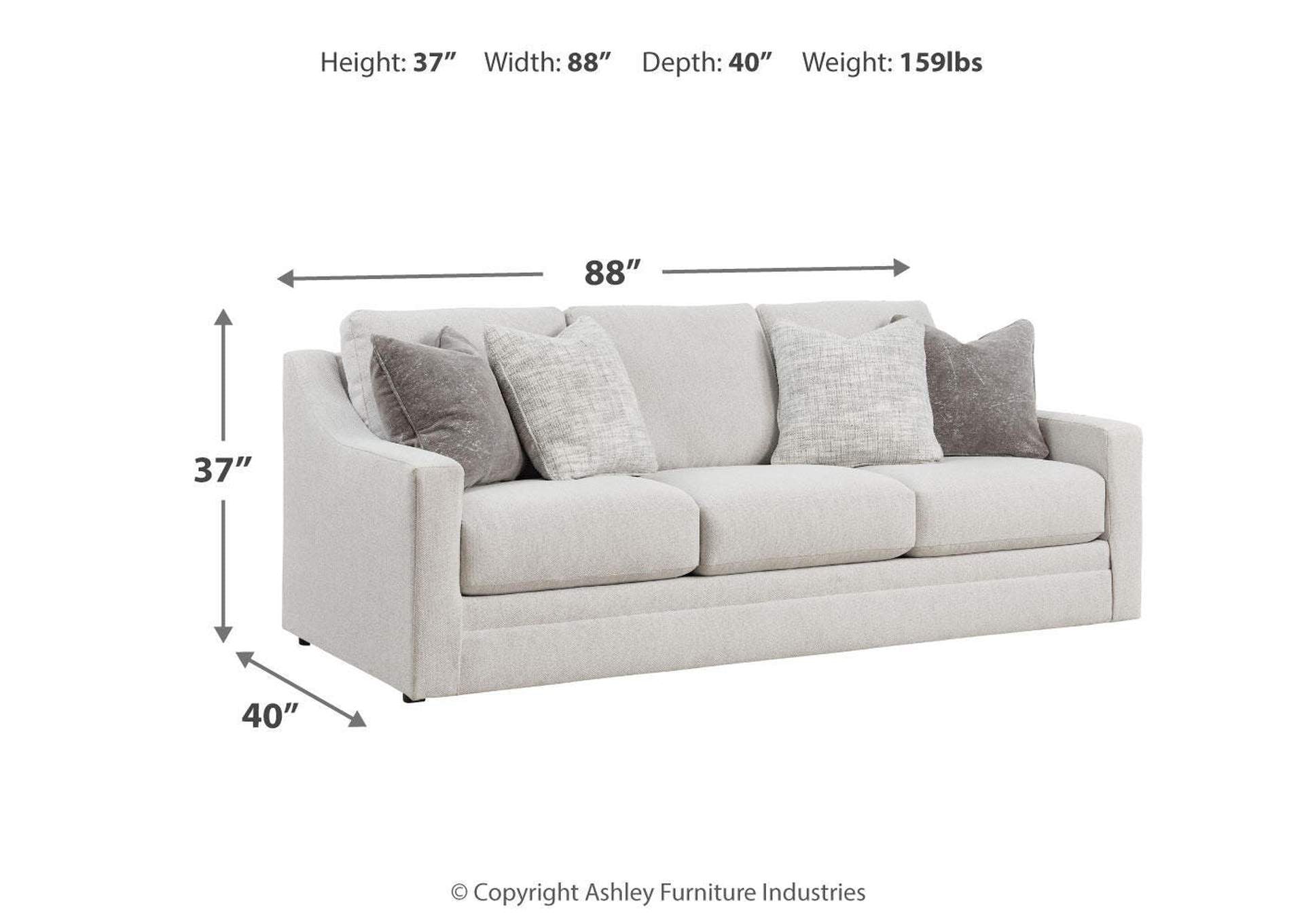 Maitelynn Sofa, Loveseat, Chair and Ottoman dimensions