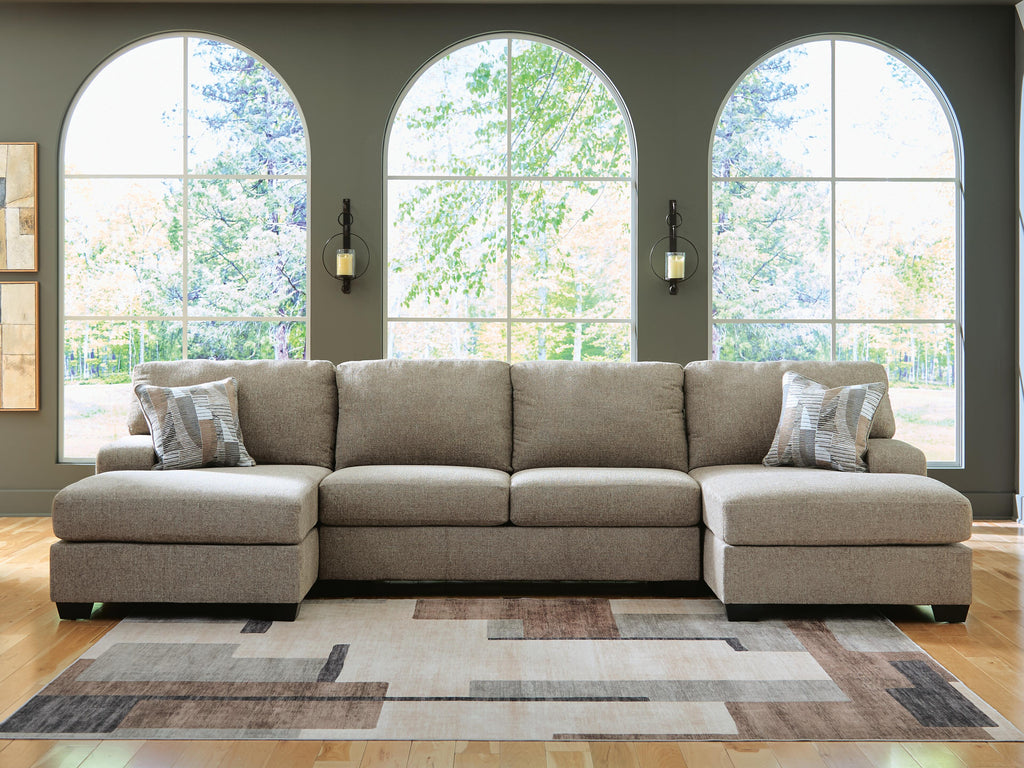 Newellen sectional, 3-Piece Sectional with Double Chaise · Left-Facing Chaise · 142 × 61 × 39 in, view 2