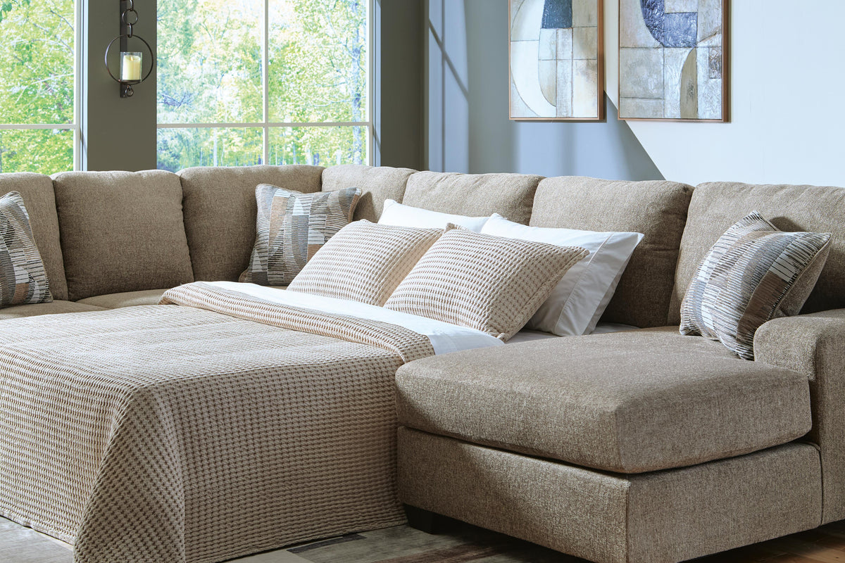 Newellen sectional, 3-Piece Sleeper Sectional with Chaise · Right-Facing Chaise · 93 × 141 × 39 in, view 3
