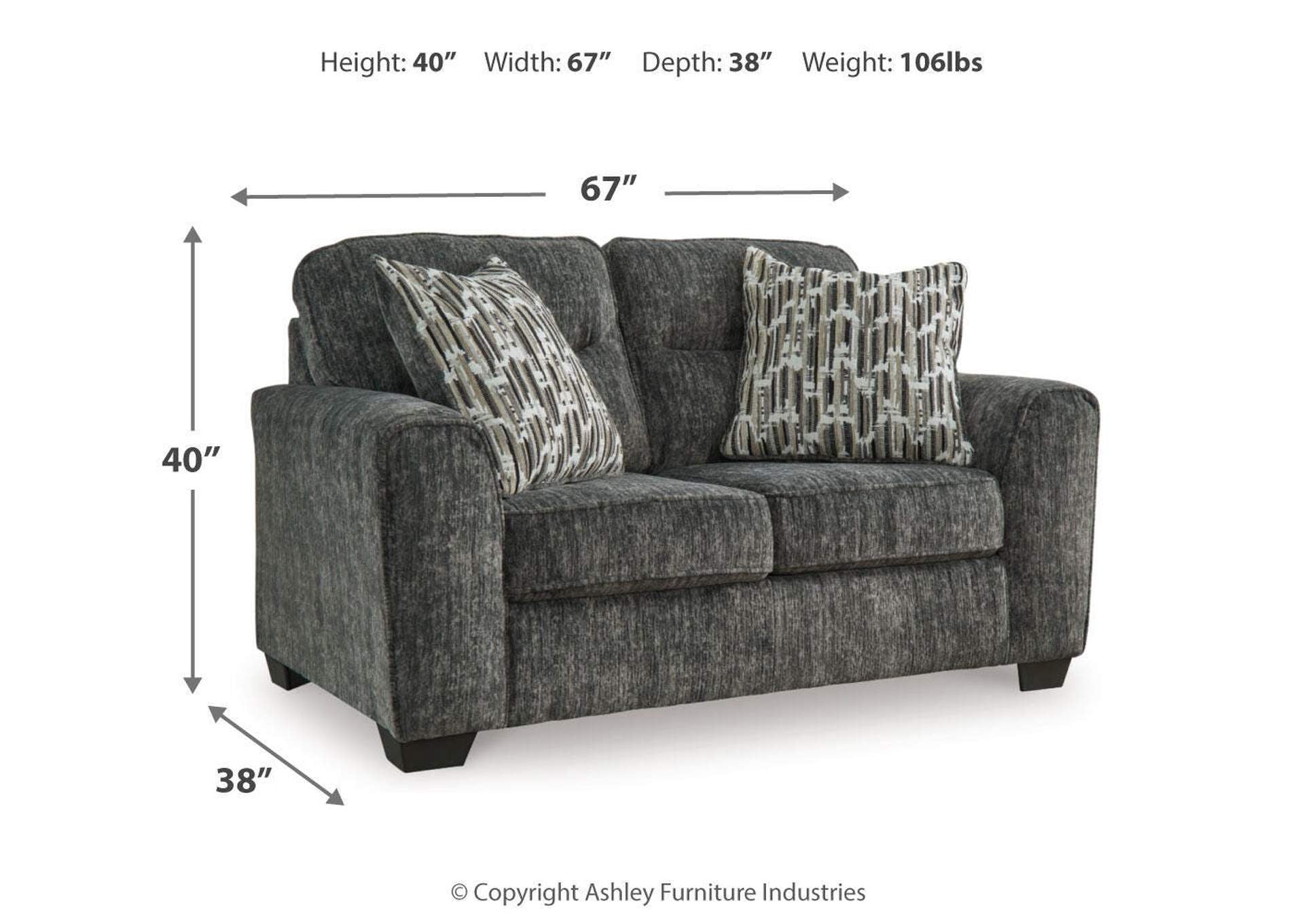 Lonoke Loveseat dimensions