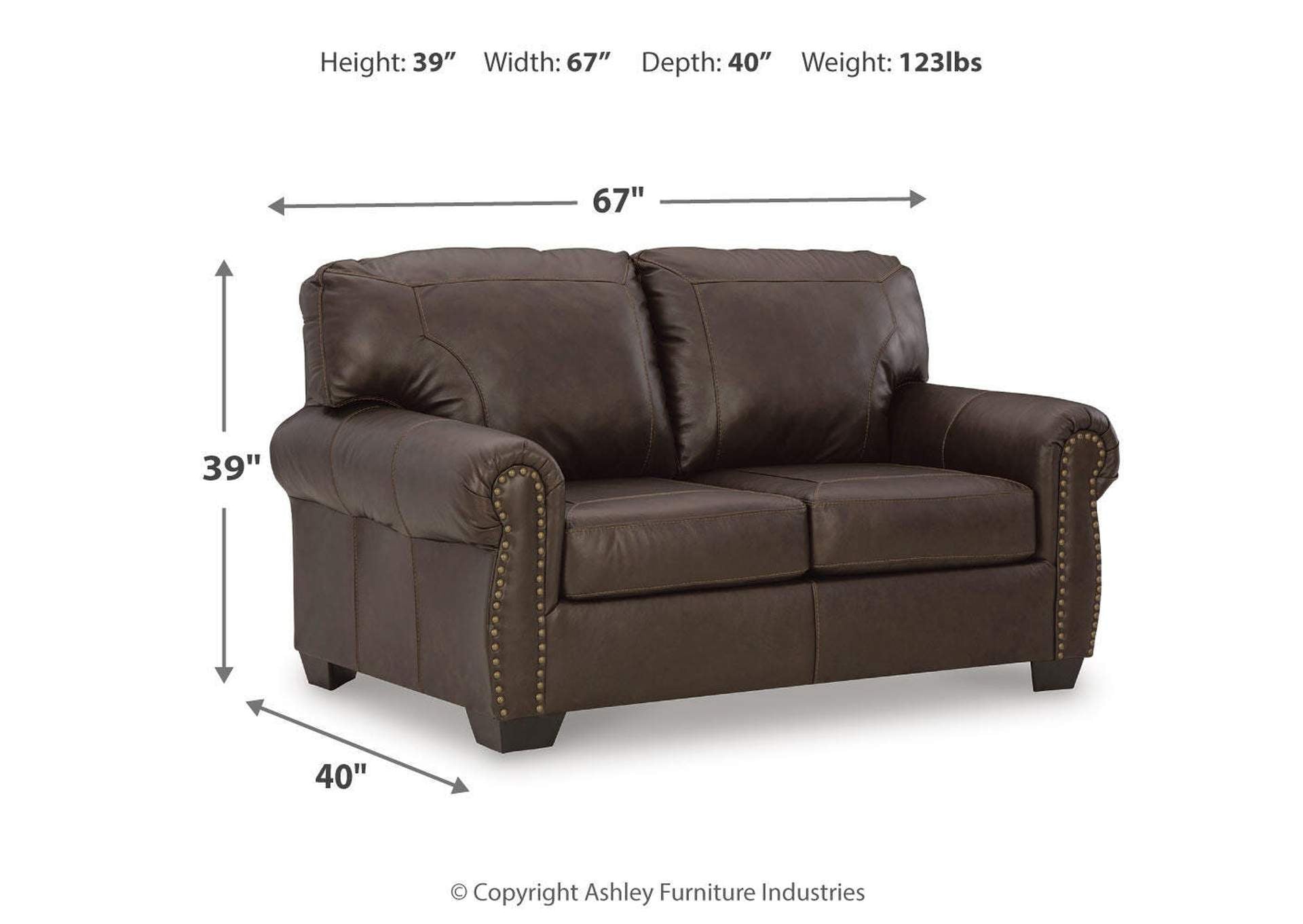 Colleton Loveseat dimensions