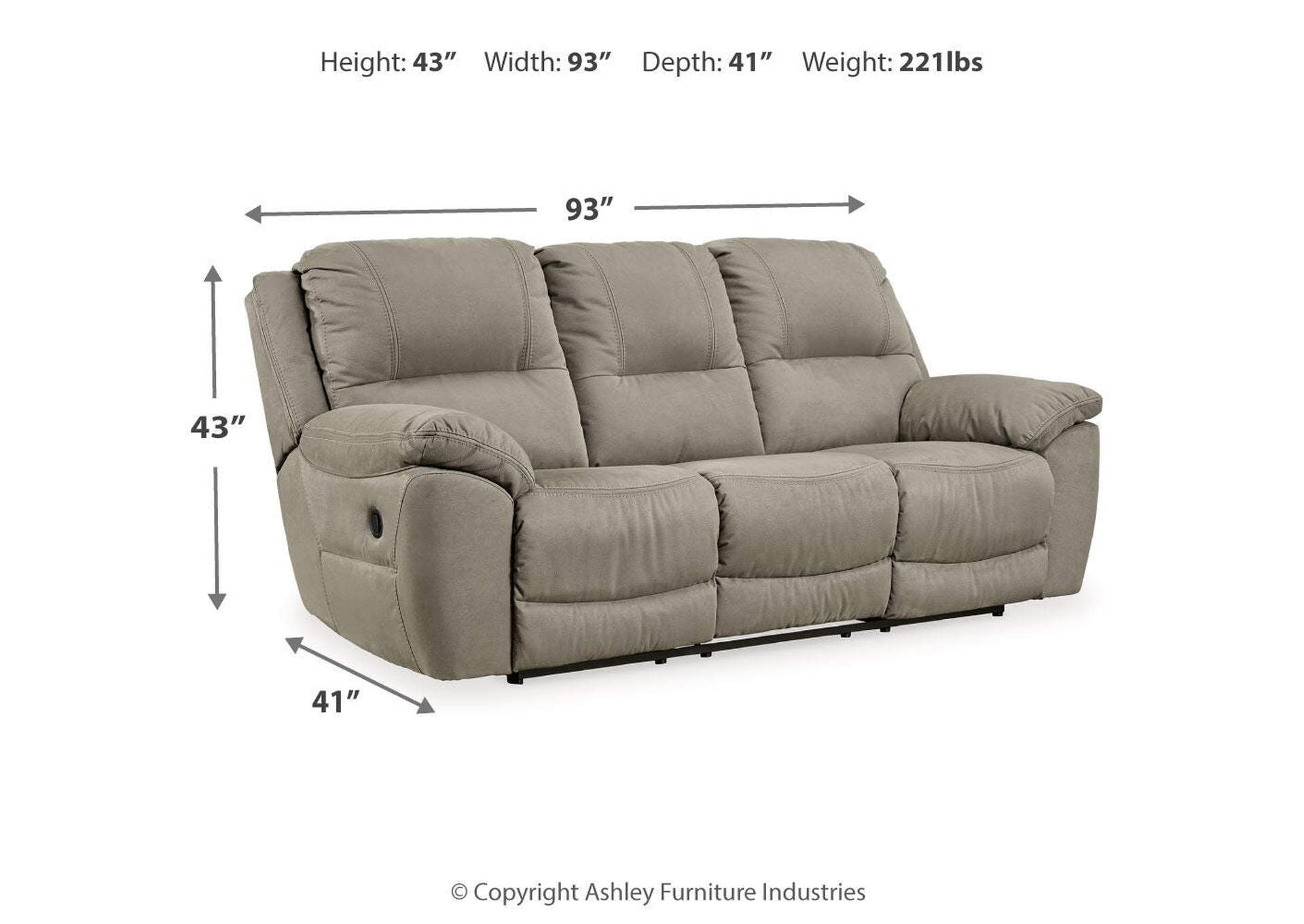 Next-Gen Gaucho Reclining Sofa dimensions