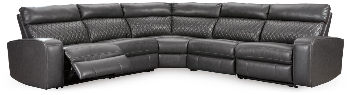 Samperstone sectional, 5-Piece Power Reclining Sectional · 120 × 120 × 41 in, view 4