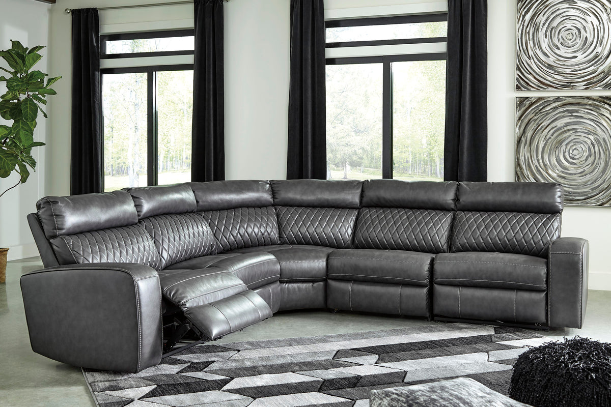 Samperstone sectional, 5-Piece Power Reclining Sectional · 120 × 120 × 41 in, view 3