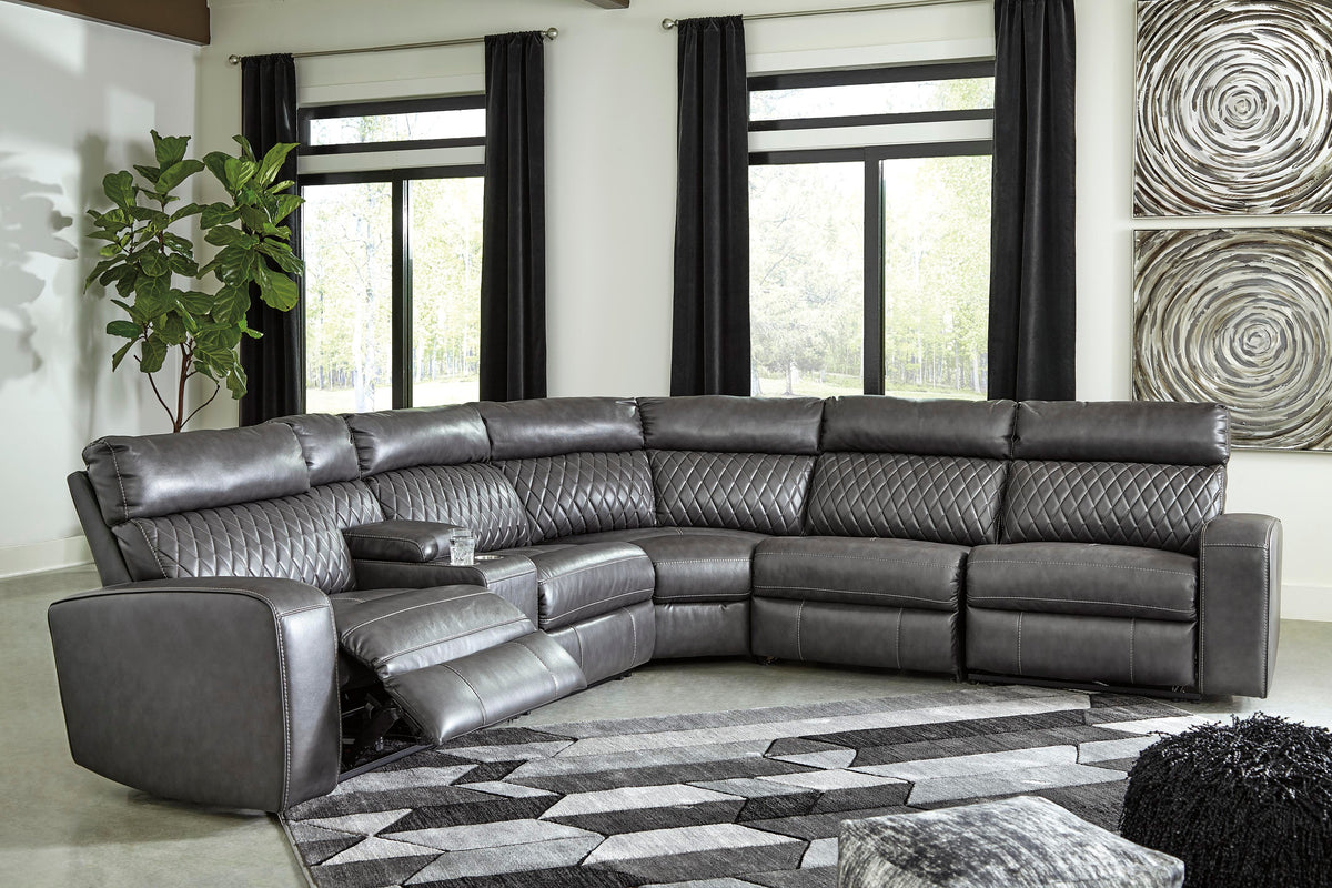 Samperstone sectional, 6-Piece Power Reclining Sectional · 134 × 120 × 41 in, view 3