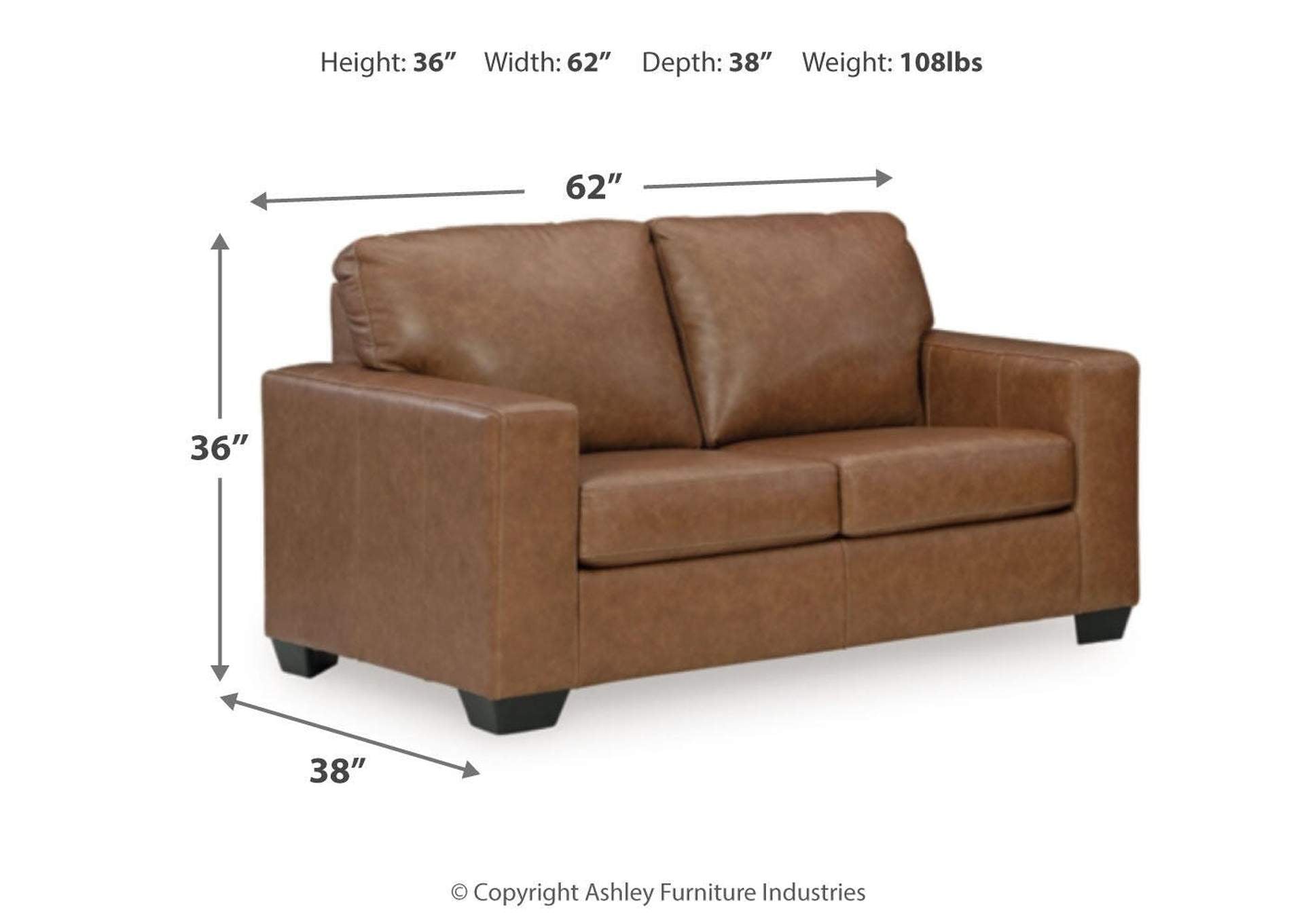 Bolsena Sofa, Loveseat and Recliner dimensions