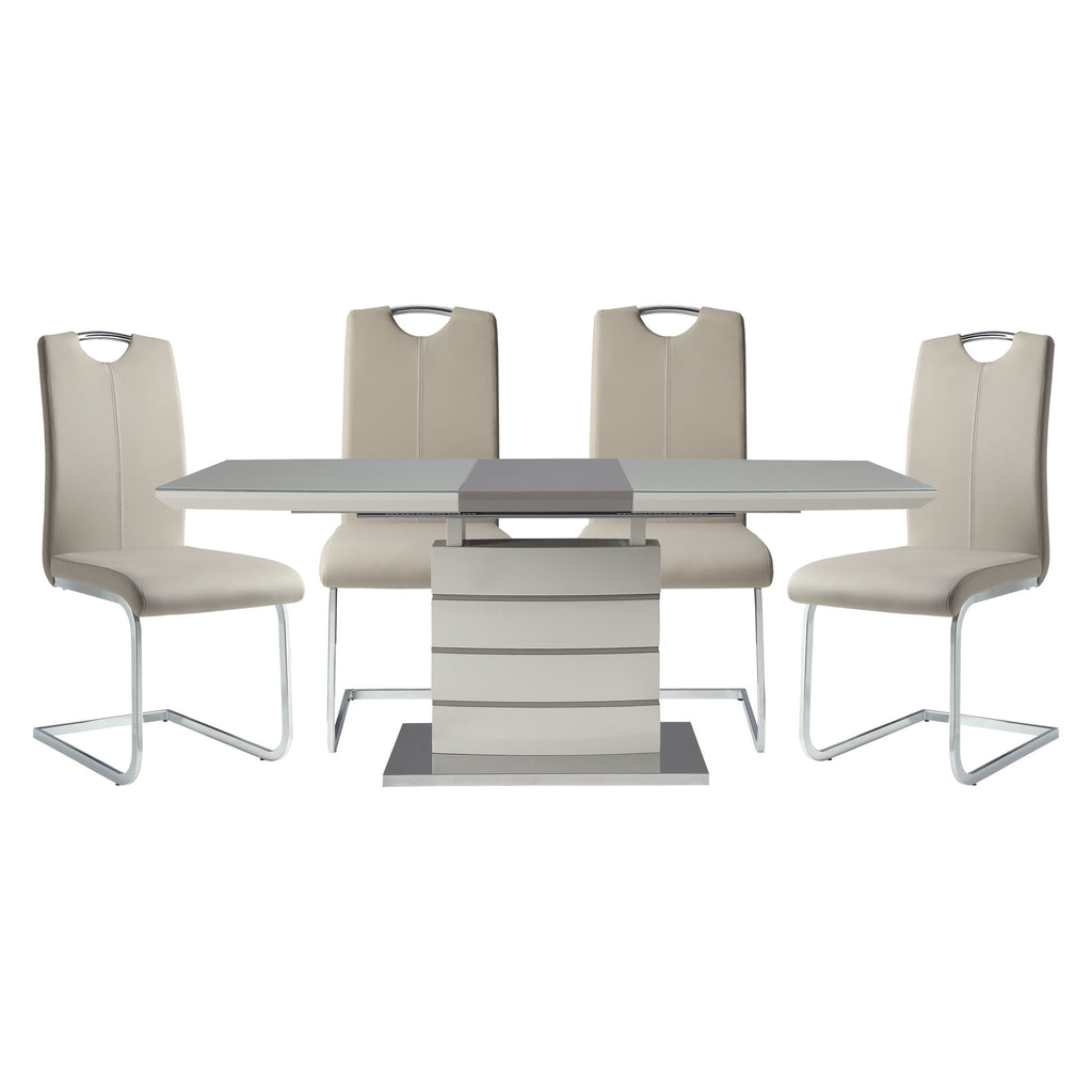 Glissand White and Gray 5-Piece Extendable Dining Set