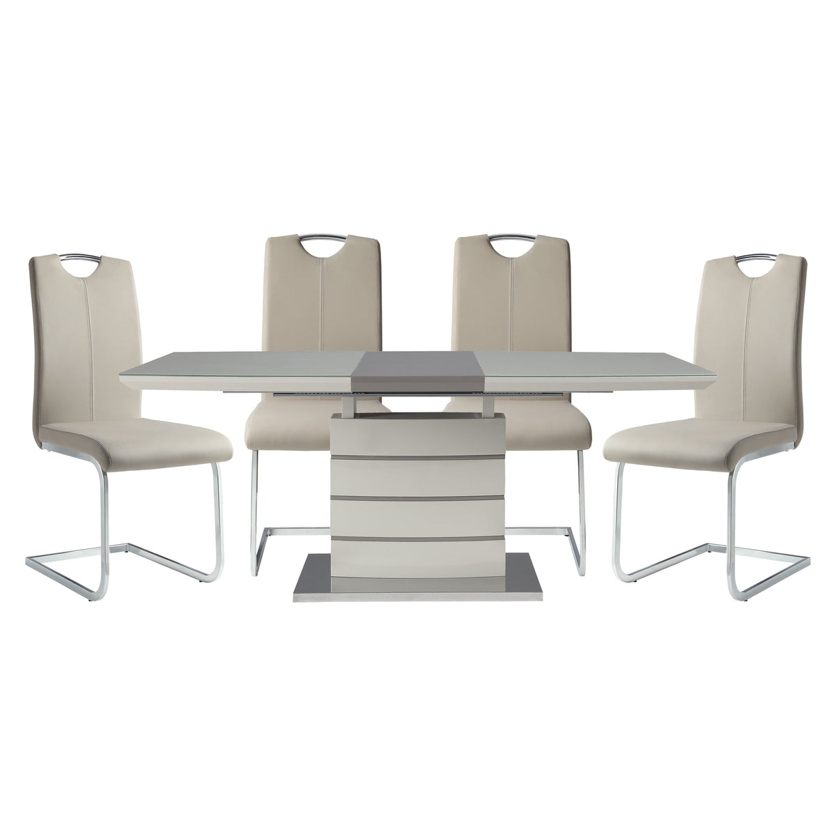 Glissand White and Gray 5-Piece Extendable Dining Set
