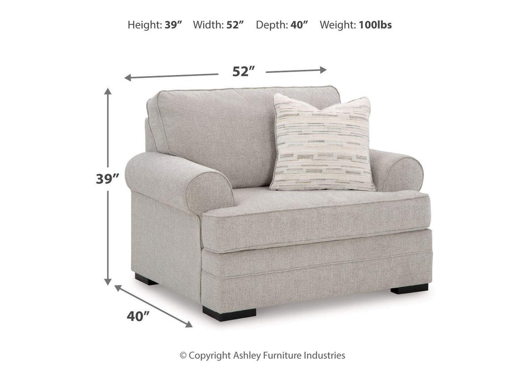 Eastonbridge Sofa Chaise, Chair, and Ottoman dimensions