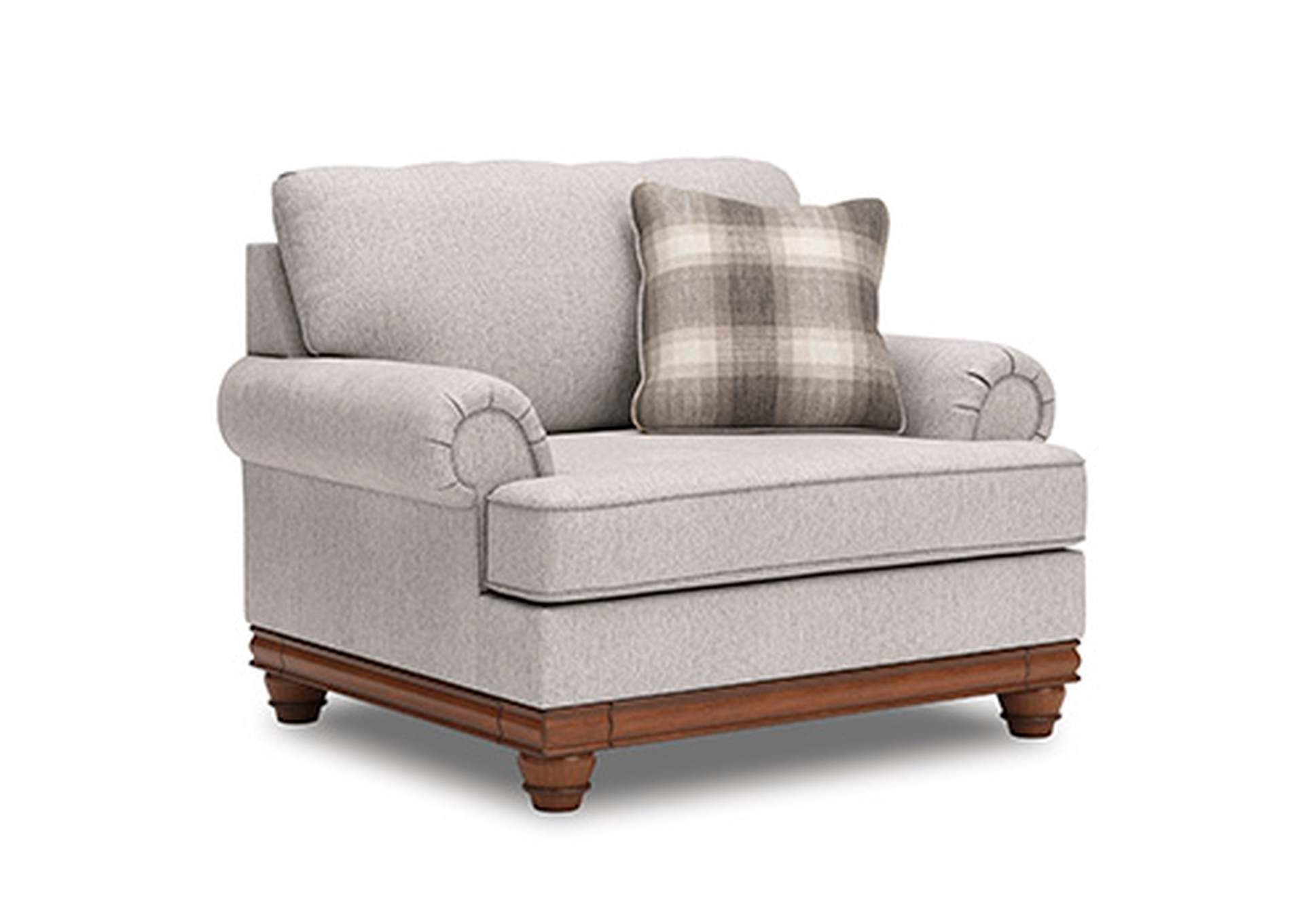 Stoughton Chair and Ottoman angled view