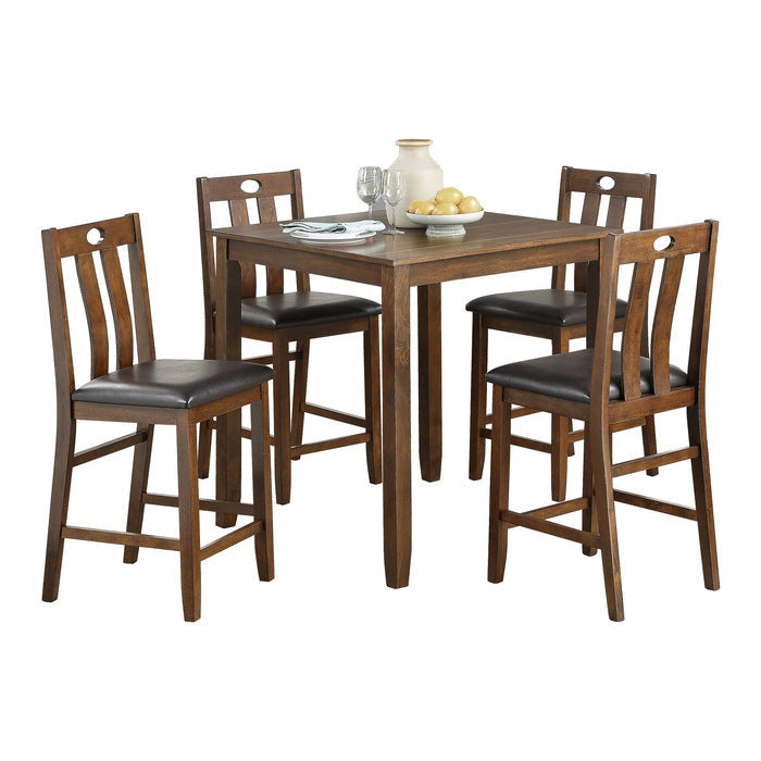 Weston 5-Piece Counter Height Dining Set in brown