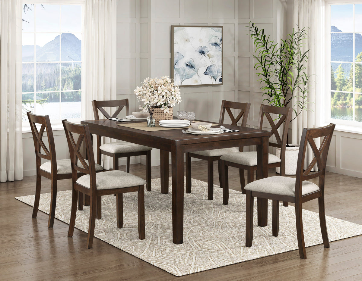 Challis 7-Piece Dining Set in dark cherry