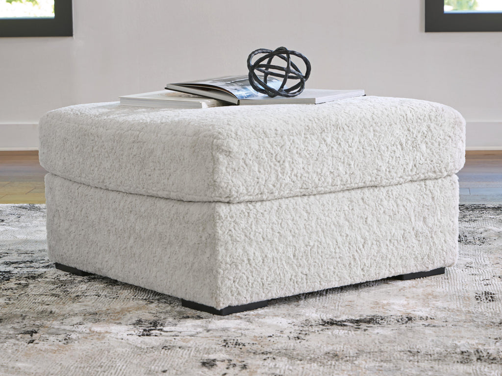 Cuddle Plush Oversized Accent Ottoman in Arctic, lifestyle view