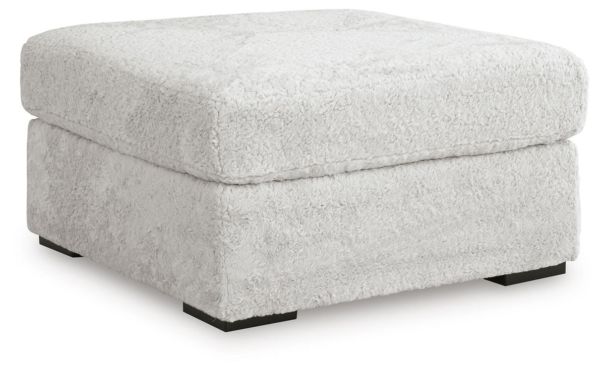 Cuddle Plush Oversized Accent Ottoman in Arctic, angle view