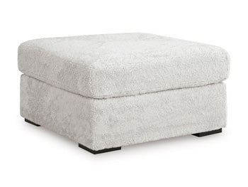 Cuddle Plush Oversized Accent Ottoman in Arctic, angle view
