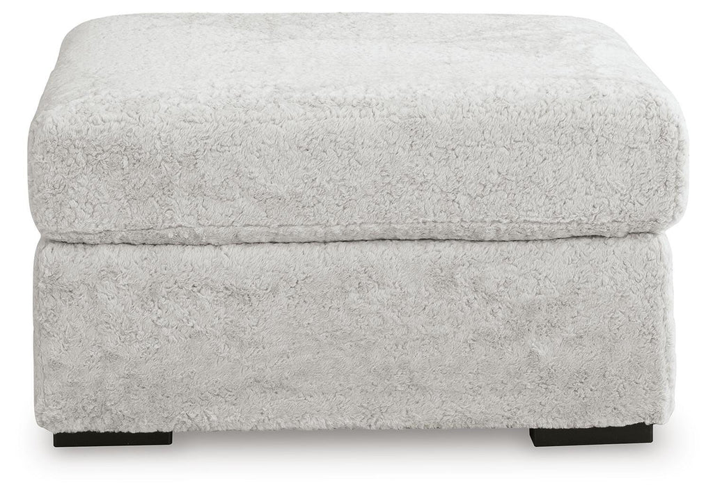 Cuddle Plush Oversized Accent Ottoman in Arctic, front view