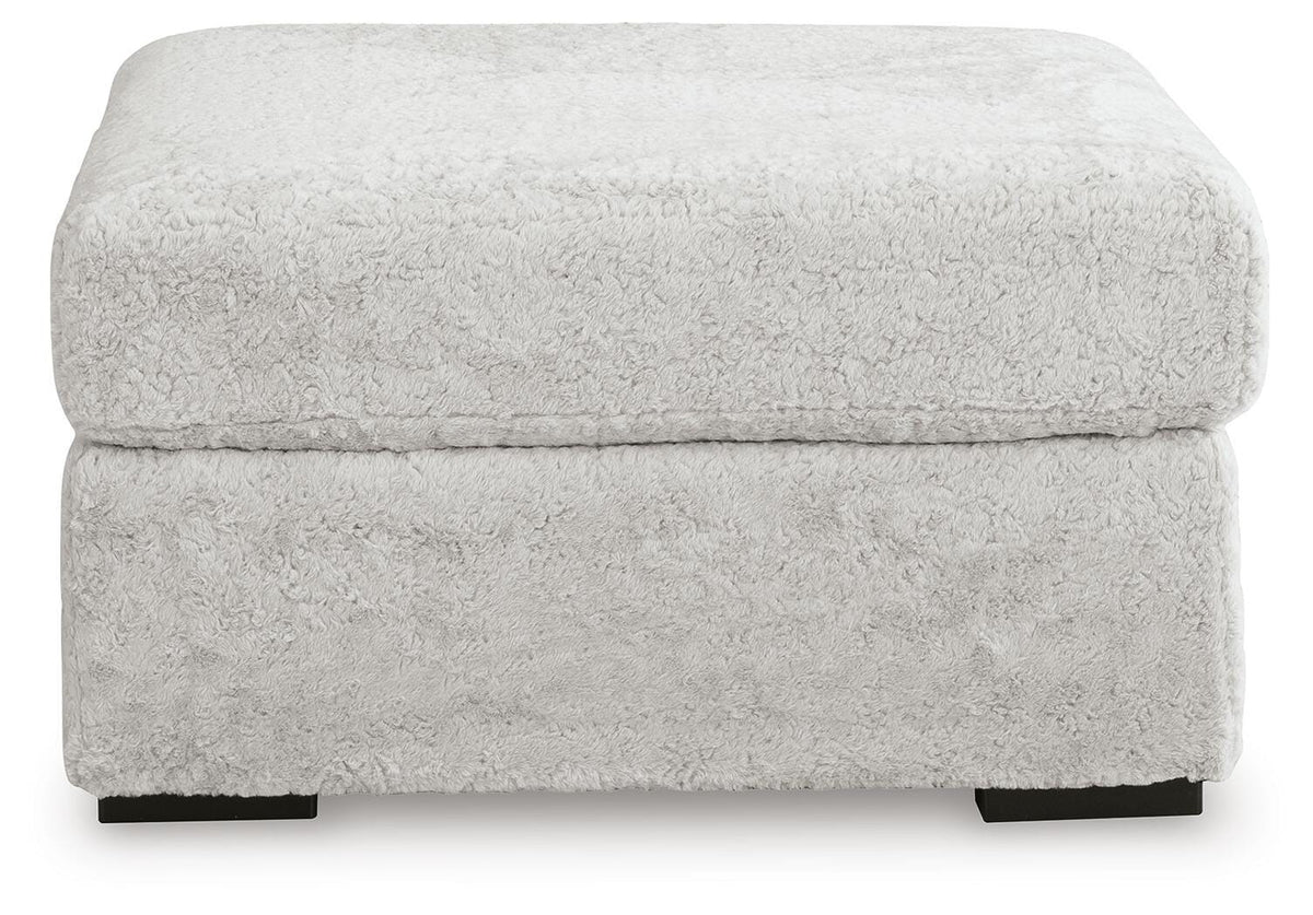 Cuddle Plush Oversized Accent Ottoman in Arctic, front view