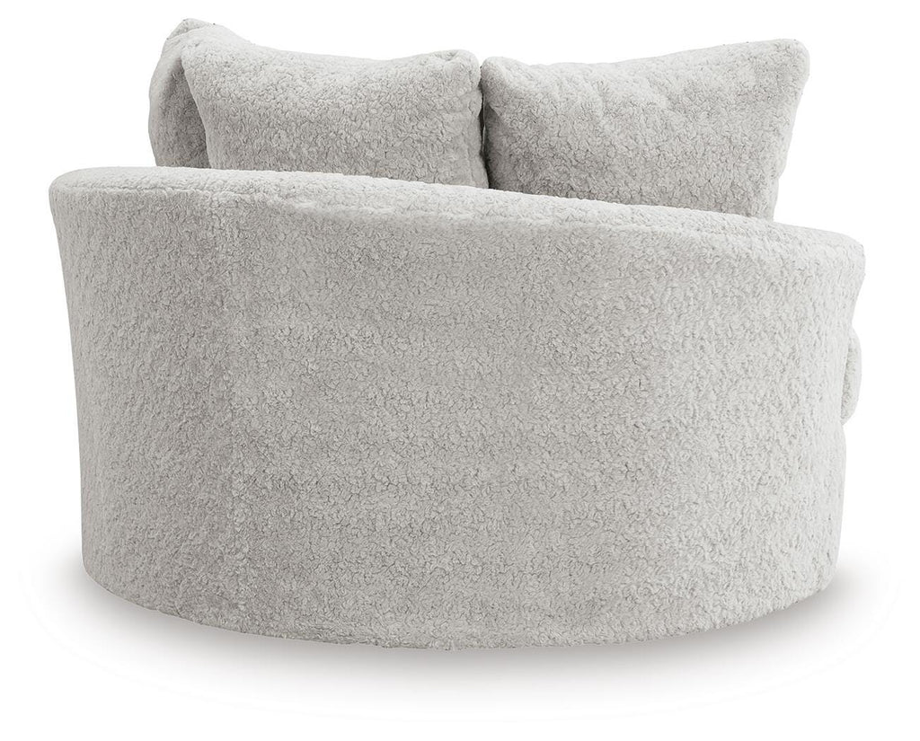 Cuddle Plush Oversized Swivel Accent Chair in Arctic, back view