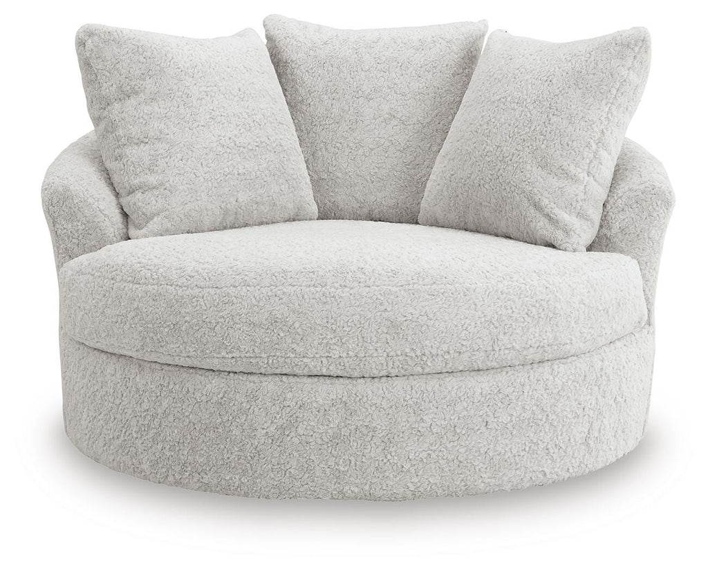 Cuddle Plush Oversized Swivel Accent Chair in Arctic, front view