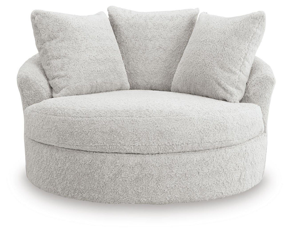 Cuddle Plush Oversized Swivel Accent Chair in Arctic, front view