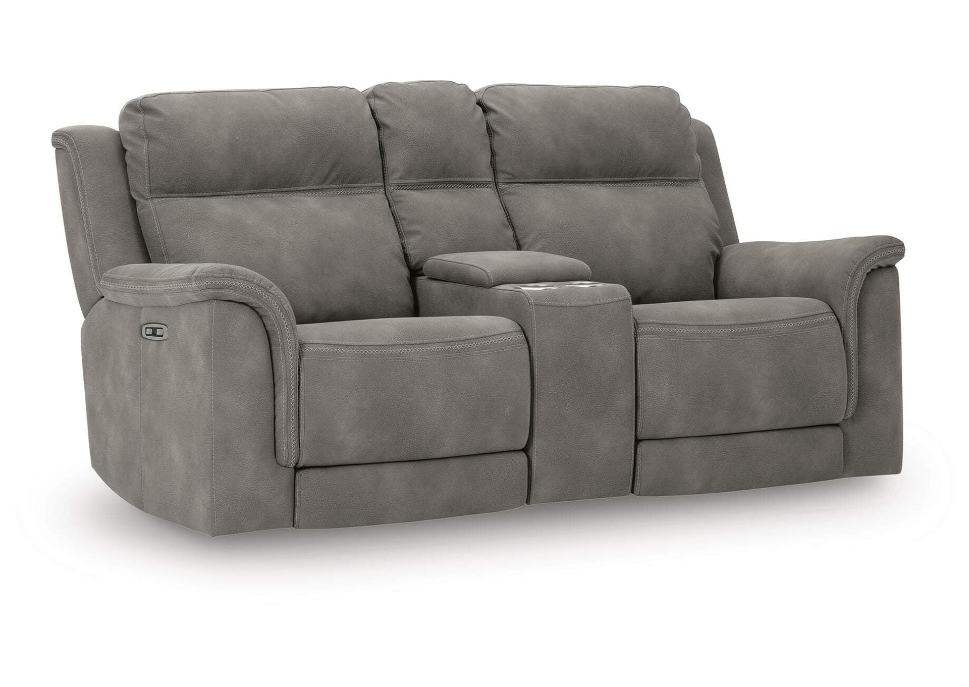 Next-Gen Durapella Power Reclining Loveseat with Console angled view