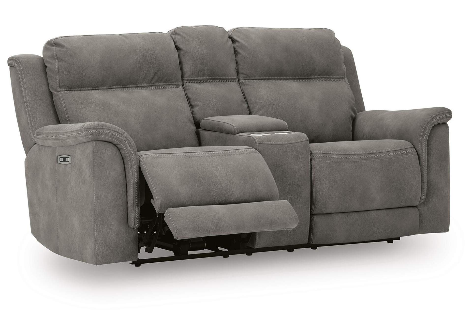 Next-Gen DuraPella Dual Power Reclining Loveseat with Console in Slate — detail 4