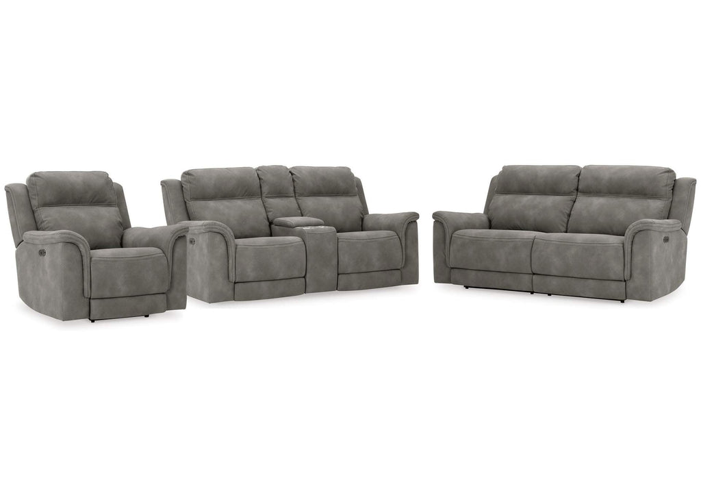 Next-Gen DuraPella Dual Power Reclining Sofa, Console Loveseat and Recliner in Slate — main view